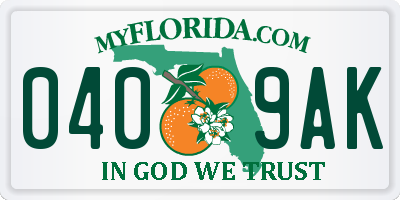 FL license plate 0409AK