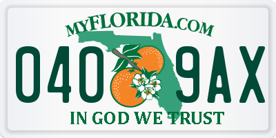 FL license plate 0409AX