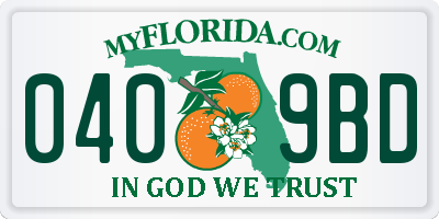 FL license plate 0409BD