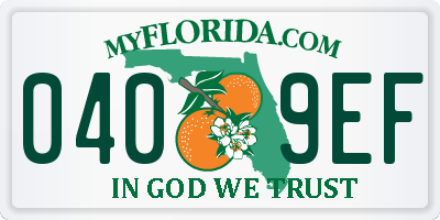 FL license plate 0409EF