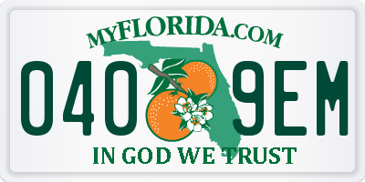 FL license plate 0409EM