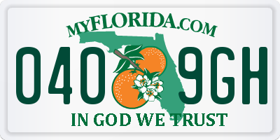 FL license plate 0409GH