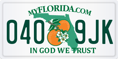 FL license plate 0409JK