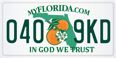 FL license plate 0409KD