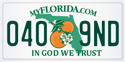 FL license plate 0409ND