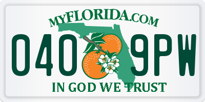 FL license plate 0409PW