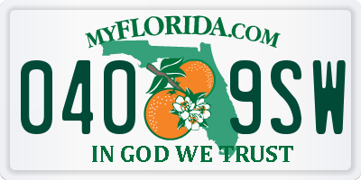 FL license plate 0409SW
