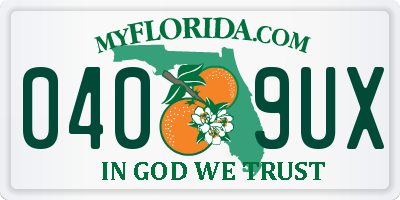 FL license plate 0409UX