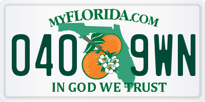 FL license plate 0409WN