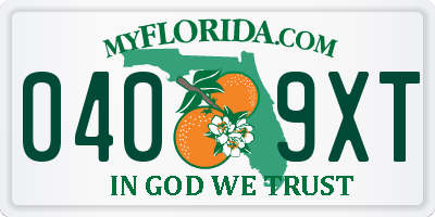 FL license plate 0409XT