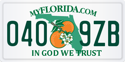 FL license plate 0409ZB