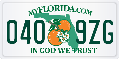 FL license plate 0409ZG