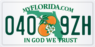 FL license plate 0409ZH