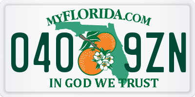 FL license plate 0409ZN