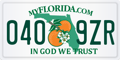 FL license plate 0409ZR