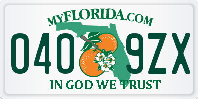 FL license plate 0409ZX