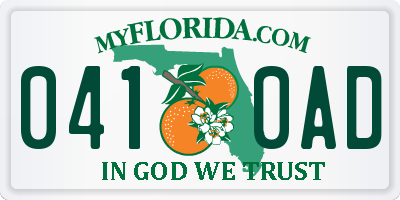 FL license plate 0410AD
