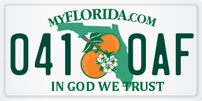 FL license plate 0410AF