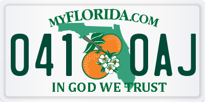 FL license plate 0410AJ