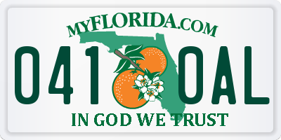 FL license plate 0410AL