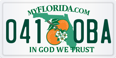 FL license plate 0410BA