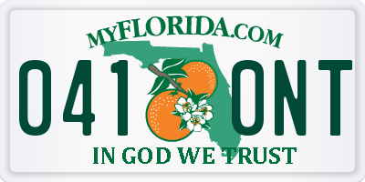 FL license plate 0410NT