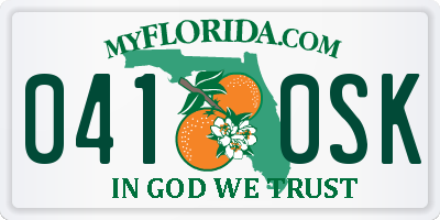 FL license plate 0410SK