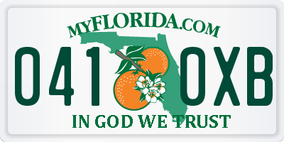 FL license plate 0410XB
