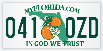 FL license plate 0410ZD