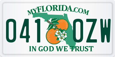 FL license plate 0410ZW