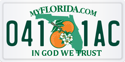 FL license plate 0411AC