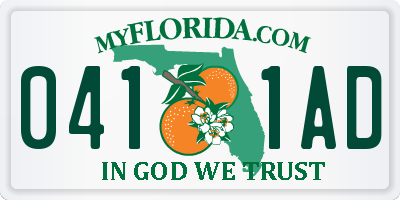 FL license plate 0411AD