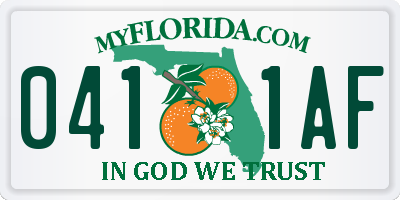 FL license plate 0411AF