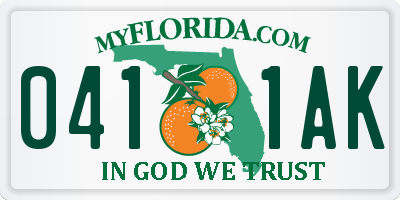 FL license plate 0411AK