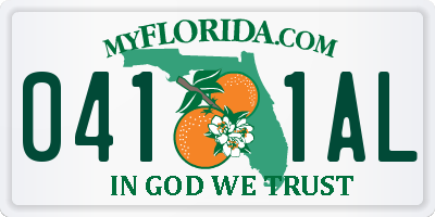 FL license plate 0411AL
