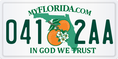 FL license plate 0412AA