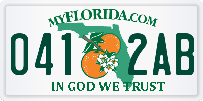 FL license plate 0412AB