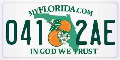 FL license plate 0412AE