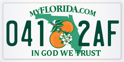 FL license plate 0412AF