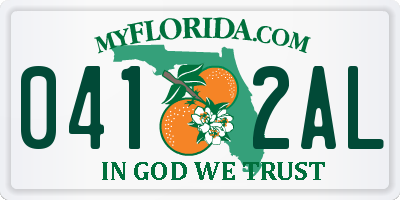 FL license plate 0412AL