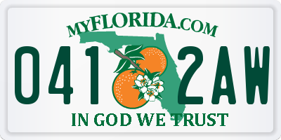 FL license plate 0412AW
