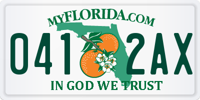 FL license plate 0412AX