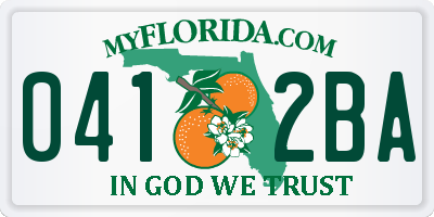FL license plate 0412BA