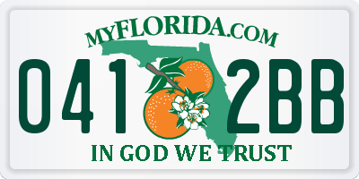 FL license plate 0412BB