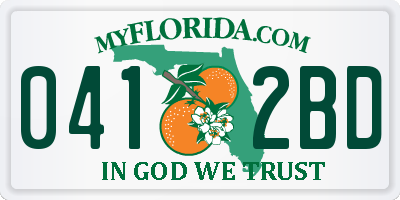 FL license plate 0412BD