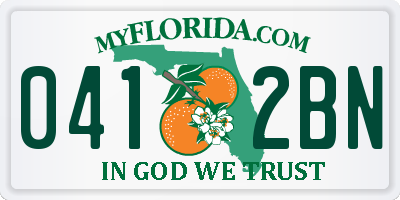FL license plate 0412BN