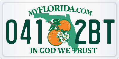 FL license plate 0412BT