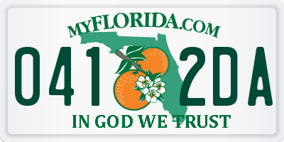 FL license plate 0412DA