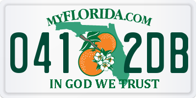 FL license plate 0412DB