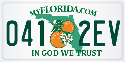FL license plate 0412EV